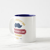 Happy Vathers Day Weltbester Vater - Blau Zweifarbige Tasse (Vorderseite Links)