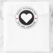 Happy Vathers Day White Red Heart Chic Spaß einzig Runder Aufkleber (Tasche)
