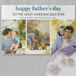 Happy Vathers Day Wünsche und Custom 3 Foto Strip Puzzle<br><div class="desc">Sage den Tag des glücklichen Vaters mit einem maßgeschneiderten Foto-Puzzle. Das Design hat moderne Typografie, die alle vollständig editierbar ist, wenn Sie es vorziehen, Ihren eigenen Vater Wünsche hinzuzufügen. Die Fotovorlage ist für Sie ein Set, um 3 Ihrer Lieblings-Fotos hinzuzufügen, die in einem Foto-Streifen in vertikalem Porträtformat dargestellt werden. Der...</div>