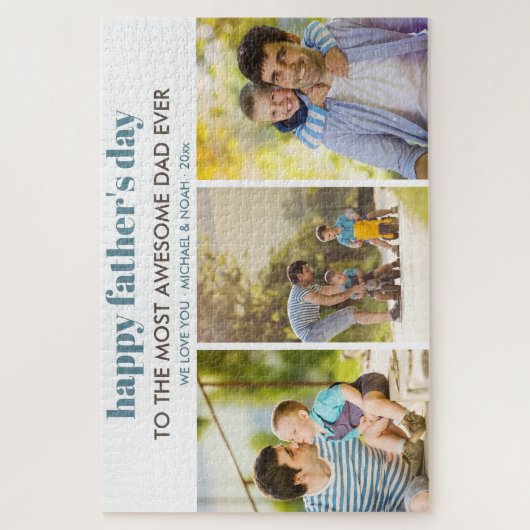 Happy Vathers Day Wünsche und Custom 3 Foto Strip Puzzle (Vertikal)