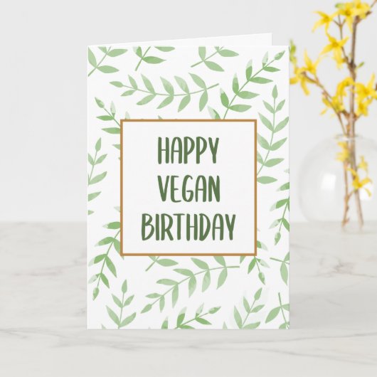 Happy Vegan Birthday Karte (Gelbe Blume)