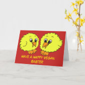 Happy Vegan Easter Chick Karte (Gelbe Blume)