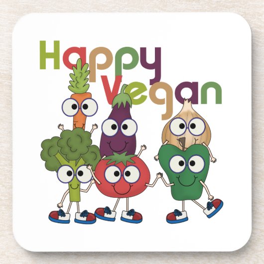 Happy Vegan Untersetzer (Vorderseite)