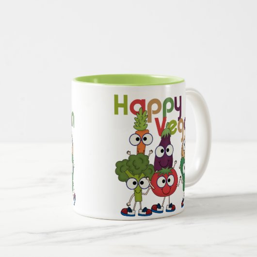 Happy Vegan Zweifarbige Tasse (VorderseiteRechts)