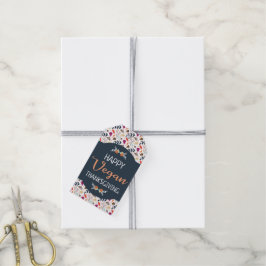 Happy veganer Erntedank blauer orangefarbener Text Geschenkanhänger