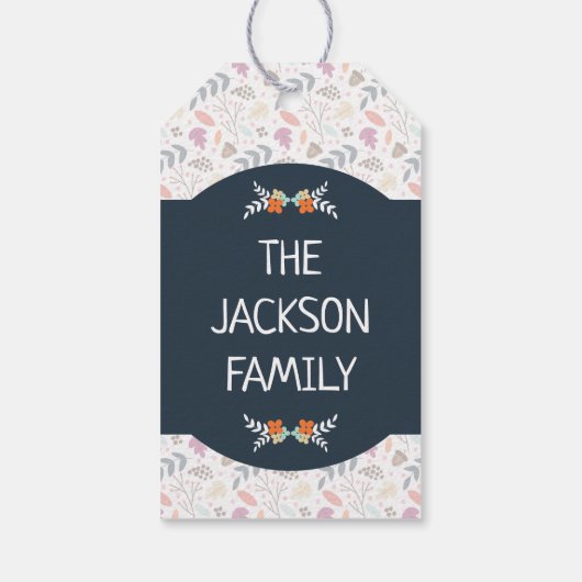 Happy veganer Erntedank blauer orangefarbener Text Geschenkanhänger (Rückseite)