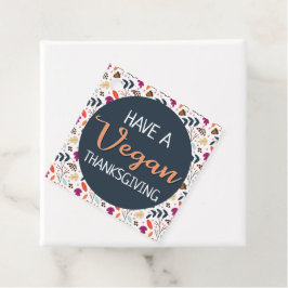 Happy veganer Erntedank blauer orangefarbener Text Geschenkanhänger