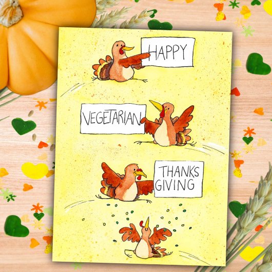 Happy Vegetarian Erntedank Postcard von N. Janes Postkarte