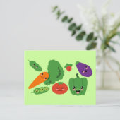 Happy Veggies Postkarte (Stehend Vorderseite)