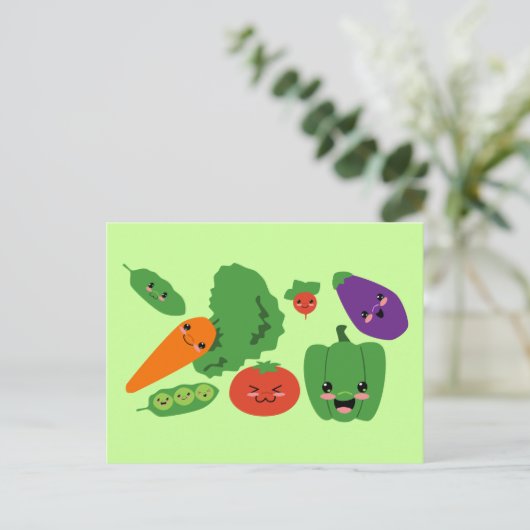 Happy Veggies Postkarte (Stehend Vorderseite)