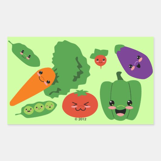 Happy Veggies Rechteckiger Aufkleber (Vorderseite)