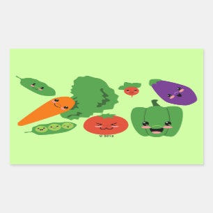 Happy Veggies Rechteckiger Aufkleber