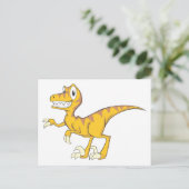 Happy Velociraptor Dinosaur Postkarte (Stehend Vorderseite)