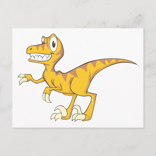Happy Velociraptor Dinosaur Postkarte (Vorderseite)