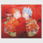 Happy Verheirateten Couple Wrapping Paper Geschenkpapier (Flach)