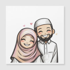 Happy Verheirateten muslimischen Paar Magnetkarte