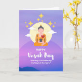 Happy Vesak Day Buddha mit Herz in Sky Karte (Gelbe Blume)
