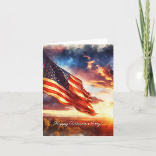 Happy Veteran's Day American Flag Wasserfarbe Kuns Karte