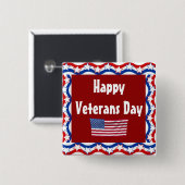 Happy Veterans Day Button w/US Flagge (Vorne & Hinten)