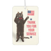 Happy Veterans Day Cat Holding Flag und Saluting Autolufterfrischer (Vorderseite)