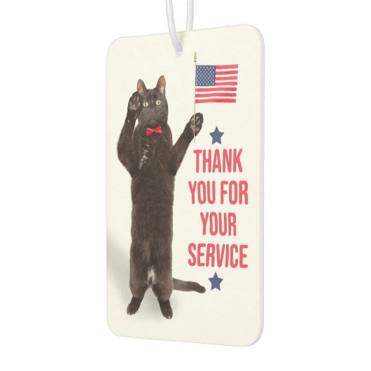Happy Veterans Day Cat Holding Flag und Saluting Autolufterfrischer (Links)