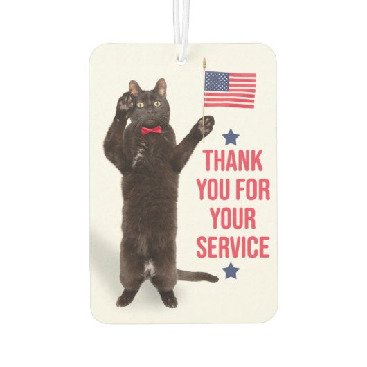 Happy Veterans Day Cat Holding Flag und Saluting Autolufterfrischer (Rückseite)
