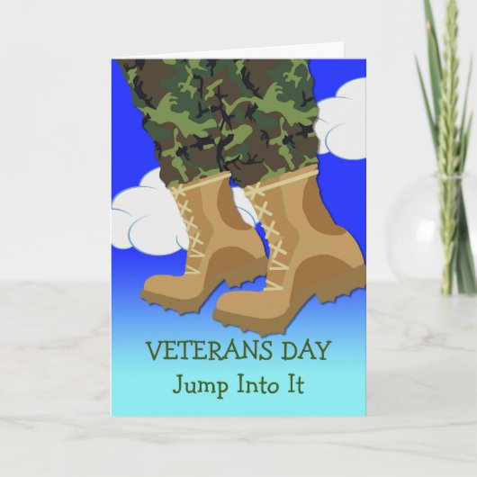 Happy Veterans Day for Paratrooper Boots in Air Karte (Vorderseite)