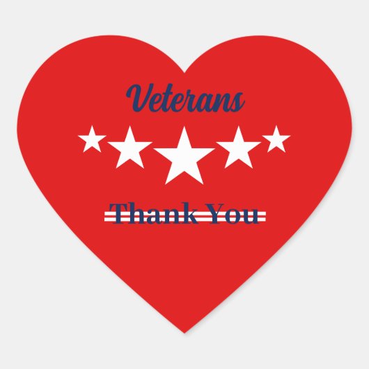 Happy Veterans Day Herz-Aufkleber (Vorderseite)