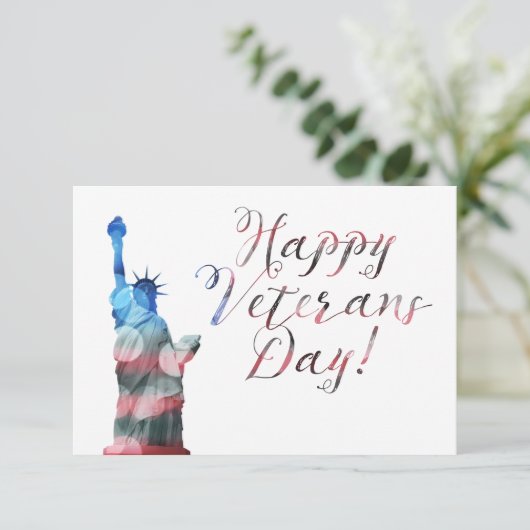 Happy Veterans Day (liberty bokeh) Einladung (Stehend Vorderseite)