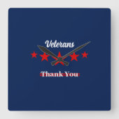Happy Veterans Day Quadratische Wanduhr (Vorderseite)