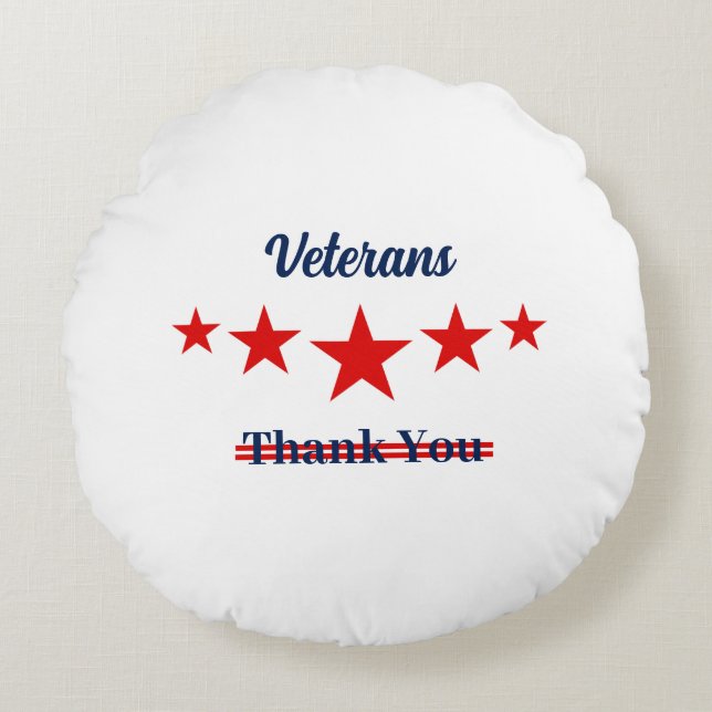Happy Veterans Day Rundes Kissen (Vorderseite)