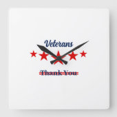 Happy Veterans Day Throw Clock Quadratische Wanduhr (Vorderseite)