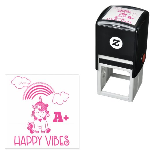 Happy Vibes A+ Phantastisch Rainbow & Unicorn Permastempel (Beispiel)