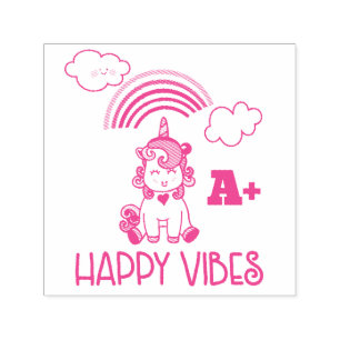 Happy Vibes A+ Phantastisch Rainbow & Unicorn Permastempel