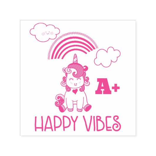 Happy Vibes A+ Phantastisch Rainbow & Unicorn Permastempel (Design)
