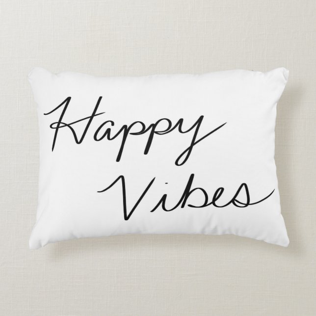 Happy Vibes Cursive Typografie Handschriftlich Dekokissen (Vorderseite)