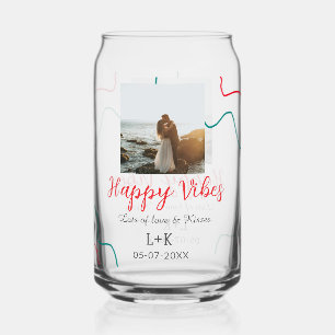 Happy Vibes Feiertagsamt Name Datum Hochzeit rot Dosenglas
