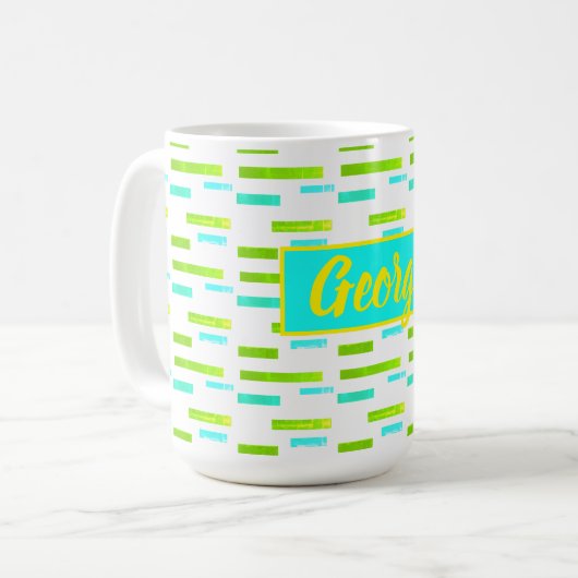 Happy Vibes George Add Your Name Coffee Tasse Cup (Vorderseite Links)