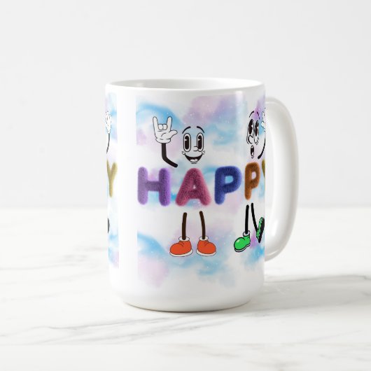 Happy Vibes Kaffeetasse (VorderseiteRechts)