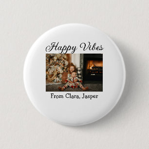 Happy vibes Kinderfamilie Weihnachts Foto Einladun Button