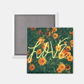 Happy Vibes Liebe Orange Blume Magnet (Vorderseite/Rückseite)