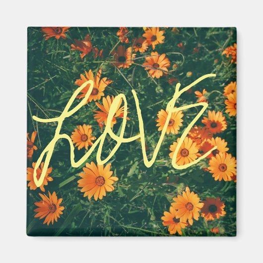 Happy Vibes Liebe Orange Blume Magnet (Vorne)