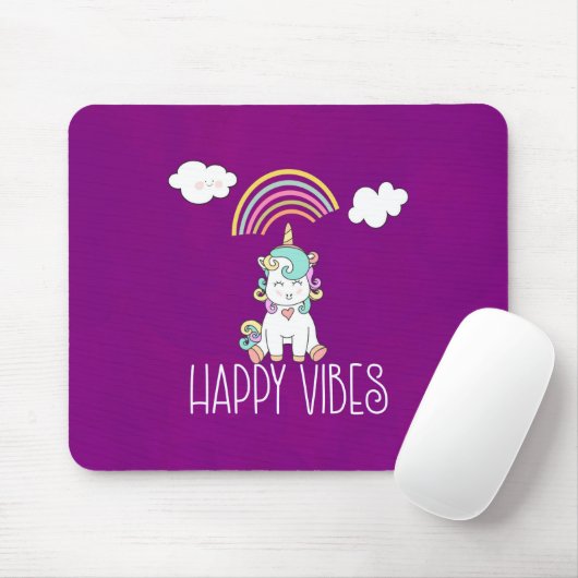 Happy Vibes Niedlich Lächeln Einhorn Mousepad (Mit Mouse)