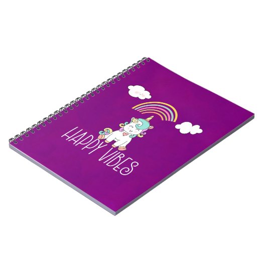 Happy Vibes Niedlich Lächeln Einhorn Notizblock (Linke Seite)