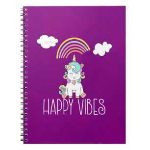 Happy Vibes Niedlich Lächeln Einhorn Notizblock