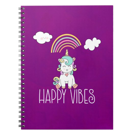 Happy Vibes Niedlich Lächeln Einhorn Notizblock (Vorderseite)