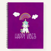 Happy Vibes Niedlich Lächeln Einhorn Notizbuch (Vorderseite)