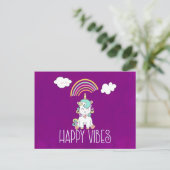 Happy Vibes Niedlich Lächeln Einhorn Postkarte (Stehend Vorderseite)