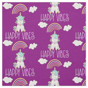 Happy Vibes Niedlich Lächeln Einhornmuster Stoff