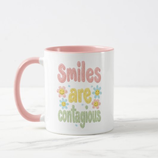 Happy Vibes Retro Smiles Are Contagious Tasse (Links)